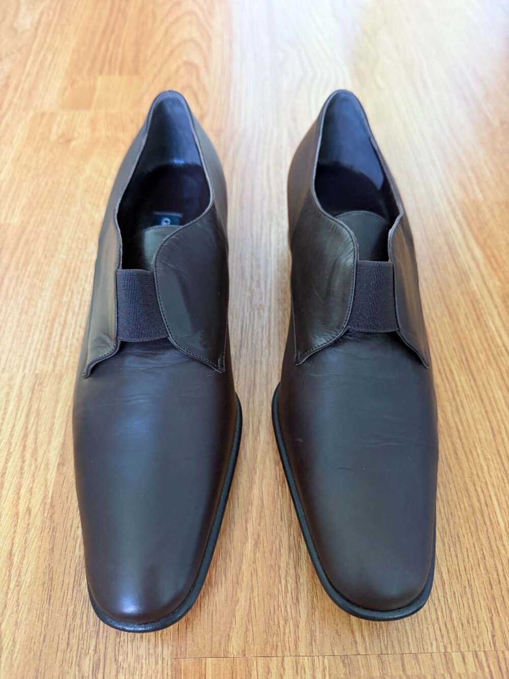 Giorgio Armani brown leather loafers; Size 38 1/2; new in box